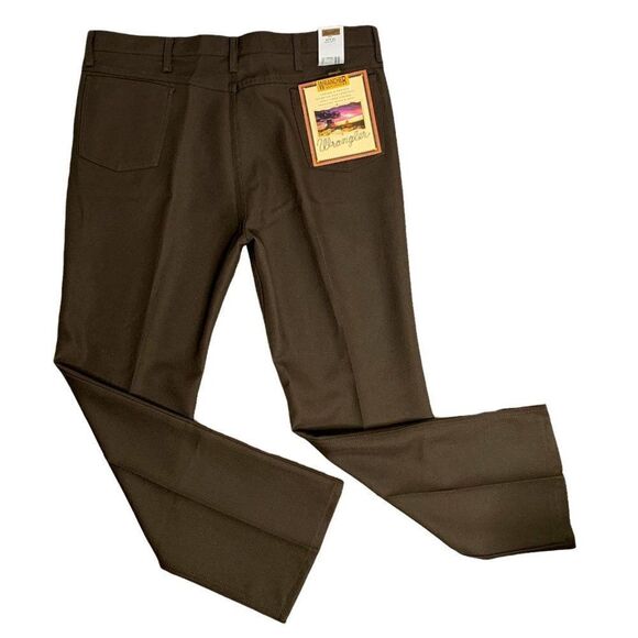 Vintage 80s Wrangler Rancher Boot Jeans 42 x 32 Brown Straight Leg Deadstock - Picture 3 of 6